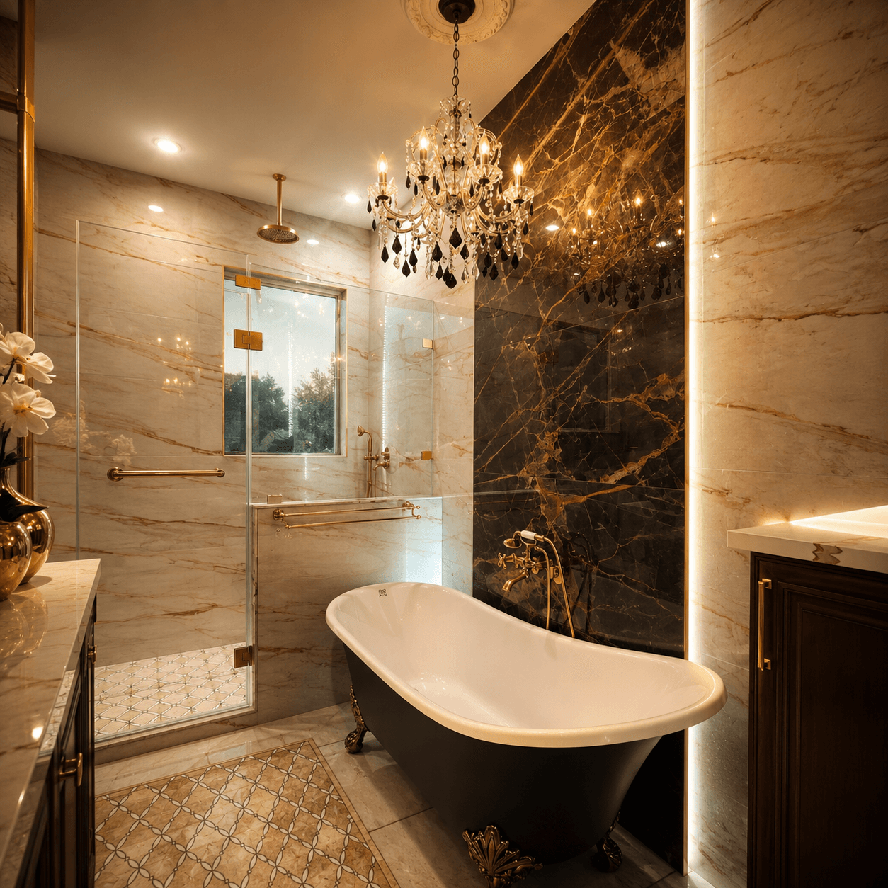 Remodeled bathroom with new vanity and tile